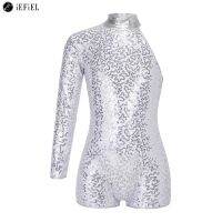 【hot】❖﹊✣  Kids Glitter Shoulder Mock Neck Hip Hop Latin Jazz Bodysuit Jumpsuit Unitard Dancewear Costume