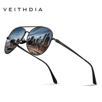 Box】VEITHDIA แว่นกันแดดสำหรับผู้ชาย,เลนส์โพลาไรซ์8259เลนส์สไตล์วินเทจอัลลอยด์สำหรับขับรถกลางแจ้งปี UV400