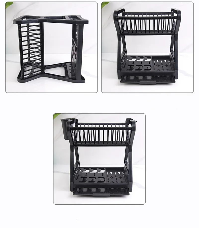 Kitchen Dish Drying Rack Double-deck Dish Chopsticks Glass