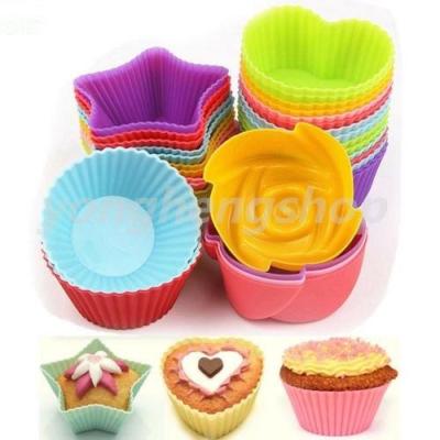 ♠✲ 12pcs Silicone Cupcake Bakeware Mould Jelly Pudding Muffin Cake Moulds Baking Cake Cup Kitchen Tool