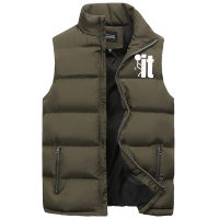 Fashion Men Coats Autumn Winter Cotton Warm Vest Casual Sleeveless Solid Color Tops Outdoor Printed Men Jackets