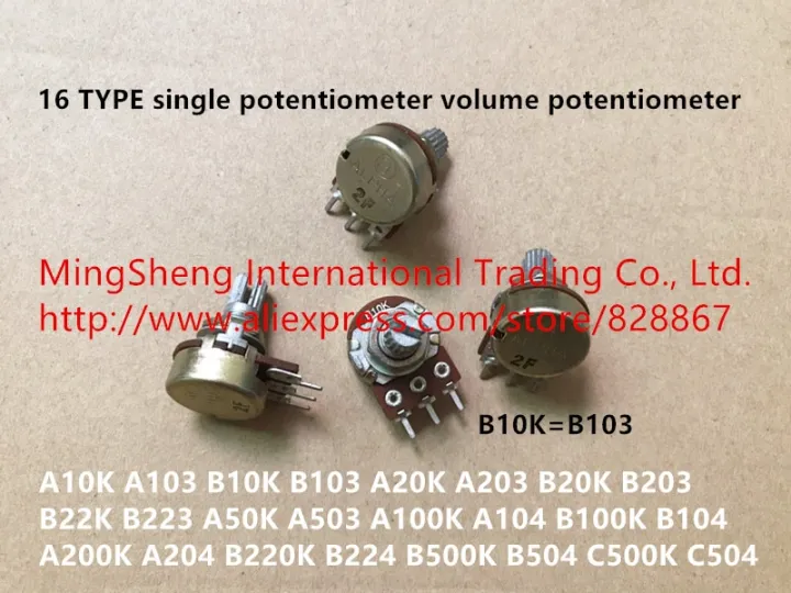 Original New 100 16 Type A10k B10k A20k B20k B22k A50k Potentiometer