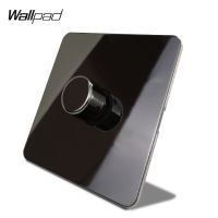 Wallpad นิกเกิลสีดำ1แก๊ง2ทางไฟ Led Sakelar Peredup ดันเปิดปิดแผงสแตนเลสกระดุมโลหะ