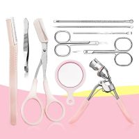 ZZOOI 10-Piece Set Of Facial Tools Eyelash Curler Eyebrow Shaping Knife Acne Needle Ear Picking Nose Hair Scissors