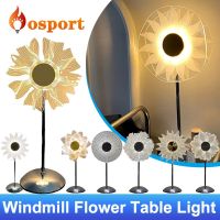 Windmill Flower Table Light USB 6W 3 Colors Dimmable Night Light Bedroom Bedside Lamp Sunflower Desk Lamp Lighting Ornaments