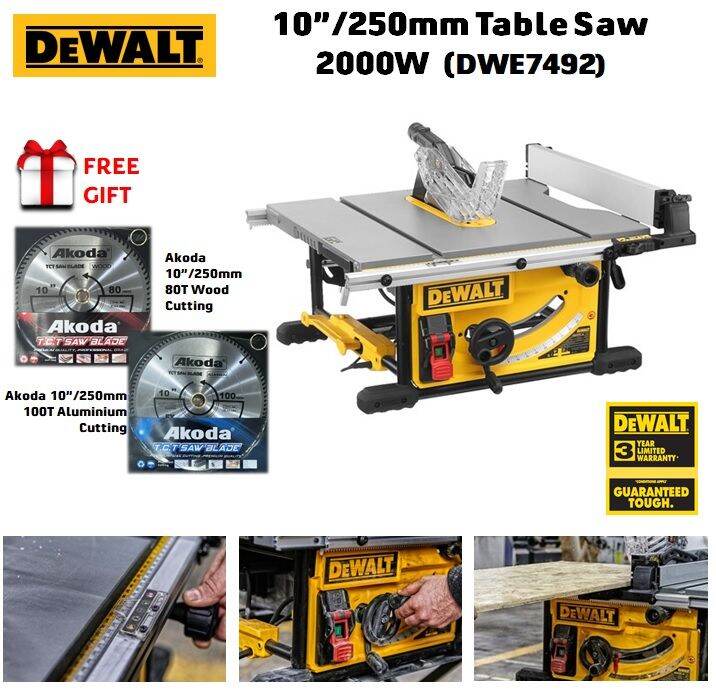 Dewalt DWE7492 10 inch / 250mm 2000W Table Saw (DWE7492B1) FREE 2x SAW