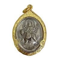 จี้พระศิวะ พระแม่อุมาขี่เสือ กรอบทองไมครอน Shiva Uma Hindu Amulet Pendant Gold Micron Case Home Decor by Boss