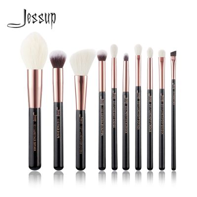 แปรงแต่งหน้า Jessup 10ชิ้นแปรงแต่งหน้าทำจากไม้สังเคราะห์แป้งรองพื้นคอนทัวร์ที่กำหนดเกลี่ยคอนซีลเลอร์แปรงอายแชโดว์