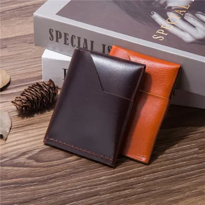 2023 Genuine Leather Wallet For Men Male Vintage Short Slim Mini Thin Mens Purse Credit Card Holder With Coin Pocket Money Bag