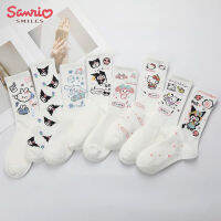 Kawaii Sanrios คอลเลกชันถุงเท้าอะนิเมะการ์ตูน Hello s Cinnamoroll Kuromi ฤดูใบไม้ร่วงฤดูหนาวสีขาวน่ารักถุงน่องวันหยุด Gift