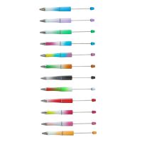 12 Pieces Beaded Pen Ballpoint Pen Bead Pen Printable Multicolor Bead Pens Creative for Exam Spare School Draw Classroom Office Pens