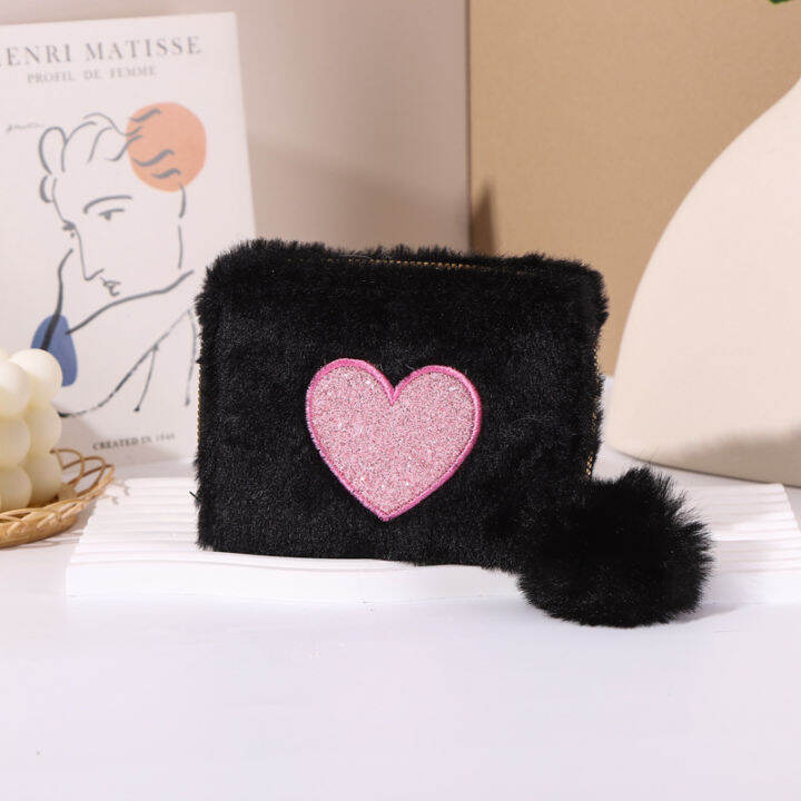 womens-short-wallet-money-bags-for-women-kawai-plush-wallet-heart-shaped-coin-pouch-zipper-coin-purse