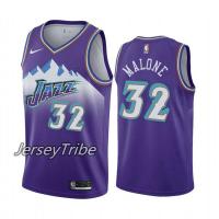 เสื้อคุณภาพสูง 【JAN】 Original NBA͛ Utah Jazz 32 Karl Malone Hardwood Classics Retro Jersey For Men Basketball Heat-Pressed Swingman Purple