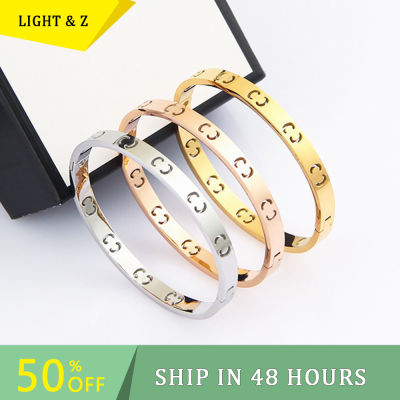 สร้อยข้อมือตัวอักษร G เหล็กไททาเนียม LIGHT &amp; Z Starry Europe And The United States 18K Not Fade Fashion Bracelet