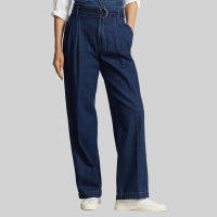 Polo Ralph Lauren กางเกงยีนส์ผู้หญิง Jeans-Belted Pleated Wide-Leg Denim Pant รุ่น WMPODNMNA820015 สีฟ้า