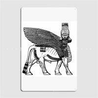 Lamassu Lamassus Lamassus มีปีกสัญลักษณ์โลหะของตกแต่งผับสร้างโปสเตอร์ป้ายสังกะสีข้อความ My Garage