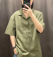 Uniqlo summer mens and womens modal cotton blended open collar shirt short-sleeved casual shirt 455969