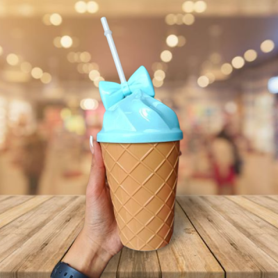แก้วน้ำไอติม ขนาด16ออนซ์ แก้วน้ำ แก้วพลาสติก รูปไอติม 🍦 ไอศกรีม มีหลอด แก้วน้ำพลาสติก แก้วน้ำน่ารัก
