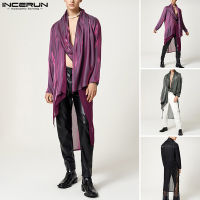 Beehoo INCERUN เสื้อแจ็คเก็ตแฟชั่นแขนยาวคอวีเสื้อปอนโชปาร์ตี้ Kaftan เสื้อยืด (สไตล์ตะวันตก)