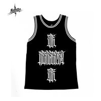 ADHOC / V010 / DIE MONARCHY DIE (FRONT) / FCKNGNS ( BACK)เสื้อกล้าม คอกลม สีดำ สกรีน Calligraffiti Basketball Jersey แอดฮอค