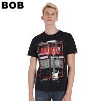 BoB-DAVIE JONES เสื้อยืดพิมพ์ลาย สีดำ Graphic Print T-Shirt in black TB0168BKSMLXL-3XL unisex #polo