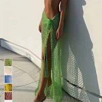 [COD] Beach vacation sexy perspective mesh hollow slit strap knitted floor mopping 2022 European and womens