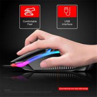 T6 USB Wired Keyboard Mouse Set Rainbow LED Backlight Gaming Keyboard Gaming Mouse For Laptop PC 2 Optional Colors Peripherals