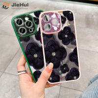 JieHui สำหรับ iPhone 14 13 12 11 Pro Max PLUS แฟลชเพชร ZY38สีม่วง Camellia แฟชั่นเคสโทรศัพท์