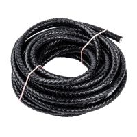 1 Bundle 4/5/6/8mm Dyed Round Braided Leather Cord Rope String Thread for Jewelry Making DIY Accessories Findings Black Color