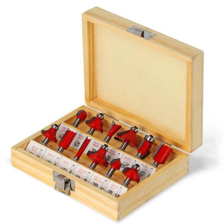 12pcs-set-6mm-6-35mm-8mm-shank-flush-trim-wood-router-bit-set-ทังสเตนงานไม้แกะสลักแกะสลักตัดเครื่องมือตัด