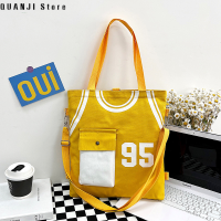 QUANJI Store 2022กระเป๋าผ้าใบใหม่ความจุขนาดใหญ่สำหรับผู้หญิง,กระเป๋าแฟชั่นผู้หญิงนุ่มกระเป๋าสะพายไหล่สำหรับเด็กนักเรียนเวอร์ชันเกาหลี