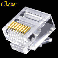 Cncob Cat5e Utp สายเคเบิลเครือข่ายแบบแบนตัวเชื่อมต่อเครือข่าย8P8C Rj45 Modular Ethernet Connector RJ-45หัวคริสตัลสั้น50ชิ้น