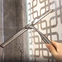 Glass Scraper Mirror Cleaning Brush Household Stainless Steel Glass Squeegee with Suction Hook Bathroom Window Shower Wiper