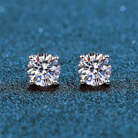 s925 ต่างหูเงินต่างหู Moissanite คลาสสิกต่างหูเพชร Moissanite สี่เล็บ Seiko ชุบทองคำขาวอารมณ์เรียบง่ายต่างหู ...