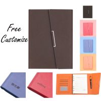 《   CYUCHEN KK 》ชื่อโลโก้ CustomizeLeather A5 Notebook Loose-Leaf Commercial Diary Spiral Rings Binder Business Planner Office School Supplies