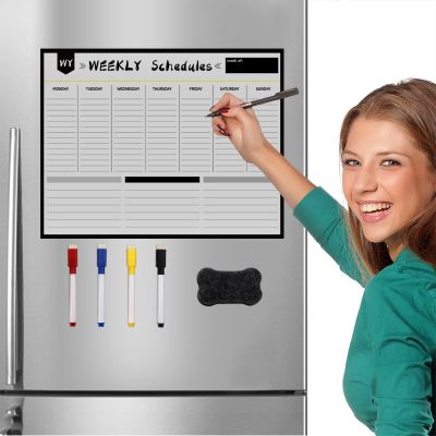 [24 Home Accessories] Magnetic Dry Erase Weekly Monthly Planner Sheet Whiteboard Fridge Sticker Message Sheet Drawing Kitchen Checklist ประกาศ