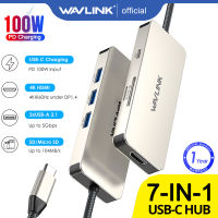 WAVLINK 7-In-1 USB C HUB,แล็ปท็อปชนิด C ดองเกิลสำหรับ MacBook Pro/ Air, iPad Pro,พื้นผิว,XPS, Thunderbolt 3/4แล็ปท็อป,เอาต์พุต HDMI 4K,ระบบชาร์จ PD 100W,USB3.1 3X5Gbps,เครื่องอ่าน SD/บัตร TF,