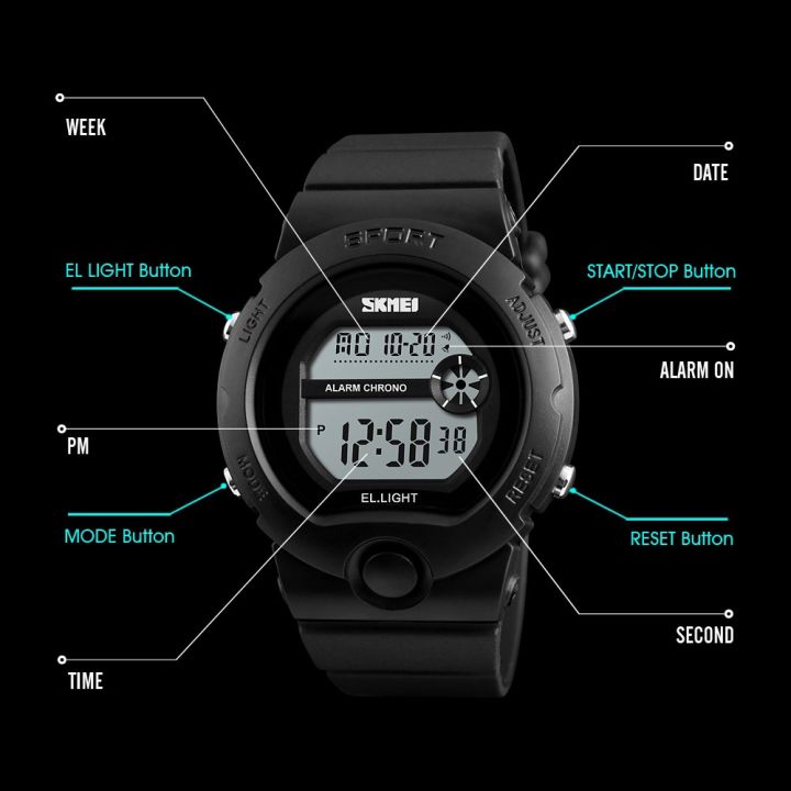 skmei-แฟชั่นสุภาพสตรีนาฬิกาผู้หญิงกันน้ำโครโนนาฬิกานาฬิกาข้อมือนาฬิกาปลุกดิจิตอล