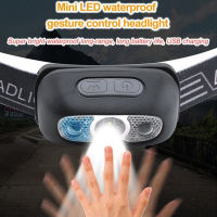 Gesture Control ไฟหน้ามินิ LED กันน้ำ Gesture Control ไฟหน้า Usb ชาร์จ Bright Head-Mounted ไฟฉาย