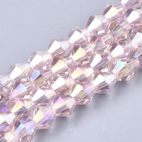 1Strand Electroplate Glass Beads Strands AB Color Plated Faceted Bicone Pearl Pink 6x5.5~6mm Hole: 1mm about 47-48pcs/strand 10.83 inch(27.5cm)