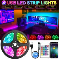 ไฟแถบไฟ LED 1ม.-30ม. USB สีฝัน2835 RGB บลูทูธ5V โคมไฟแบบยืดหยุ่น Tapa Rion ทีวีเดสก์ท็อปหน้าจอ Backlight เทปไดโอด