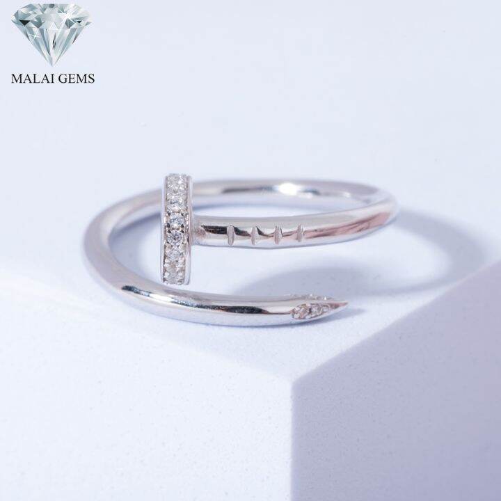 malai-gems-แหวนเพชร-เงินแท้-925-เคลือบทองคำขาว-ประดับเพชรสวิส-cz-รุ่น151-r190522-แถมกล่อง-แหวนเงินแท้-แหวนเงิน