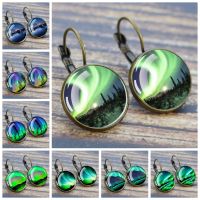 【YF】☎  Earrings Australis Glass Convex Gem French Hoop