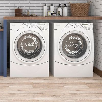 [24 Home Accessories] ล้างแห้งเข้าสู่ระบบคำคมไวนิล D Ecals ห้องซักรีดตกแต่งเครื่องซักผ้าตกแต่งประตูไวนิลสติ๊กเกอร์ซักรีดศิลปะ