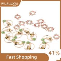 WUSUOGU 20pcs โลหะผสมอัลลอยด์ ตัวเชื่อมต่ออีนาเมลดอกไม้ มี2สไตล์ กับ rhinestone ลูกปัดเชื่อมต่อห้อยตกแต่ง ดีไอวาย จี้เสน่ห์กลวง สำหรับสร้อยคอ