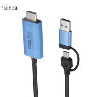 LFYE5L USB ไปยัง HDMI ตัวแปลง USB เป็น HDMI สายแปลง Type-C เป็น HDMI 5กิกะบิต สายเคเบิลอะแดปเตอร์ Type-C เป็น HDMI ทนทานต่อการใช้งาน สีฟ้าสีฟ้า สายเคเบิลหน้าจอเดียวกัน โทรศัพท์มือถือสำหรับมือถือ