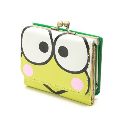Japanese single cartoon Kero big eye frog tri-fold short wallet frog clip coin purse coin bag