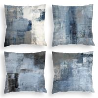 Nordic Blue Grey Abstract Linen Pillowcase Living Room Sofa Cushion Cover 40x40 Home Decoration Pillowcase 60x60 Customizable