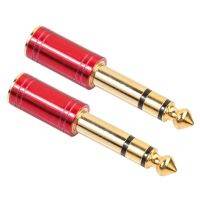 2Pcs 6.5Mm 6.35Mm 1/4Inch Male To 3.5Mm 1/8Inch Female Jack Stereo Headphone AUX Cable Audio Adapter Plug(Red) Cables