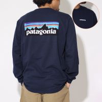 Patagonia เสื้อยืดแขนยาวสำหรับผู้ชายและผู้หญิง,เสื้อยืดแบบสวมหัวคอกลมหลวมอินเทรนด์